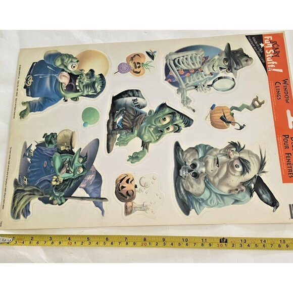 Vtg Fall Halloween Vinyl Window Clings Lot 5 Pumpkin Witch Cat Ghost Decor - Picture 8 of 16